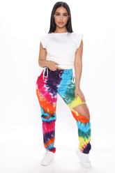 Happy Daze Rainbow Tie Dye Mom Jeans - Multi Color Ins Street